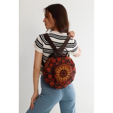 Street Bag Fargin Etnik Otantik Bohemian Tarz Yuvarlak Sırt Çantası