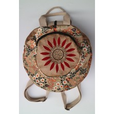 Street Bag Fargin Etnik Desenli Yuvarlak Sırt Çantası Nakışlı Otantik Bohemian Tarz