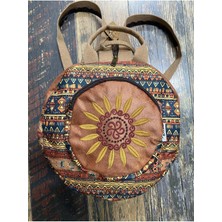 Street Bag Fargin Etnik Otantik Bohem Yuvarlak Nakışlı Sırt Çantası Günlük Seyahat Su Geçirmez Sırt Çantası
