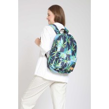 Street Bag  Tropikal Yaprak Desenli Su Geçirmez Sırt Çantası Günlük Okul Seyahat Kamp Kullanım