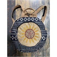 Street Bag Fargin Etnik Otantik Bohem Yuvarlak Nakışlı Sırt Çantası Günlük Seyahat Su Geçirmez Sırt Çantası