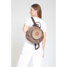 Street Bag Fargin Etnik Otantik Bohem Yuvarlak Nakışlı Sırt Çantası Günlük Seyahat Sırt Çantası