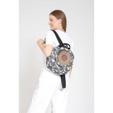 Street Bag Fargin Etnik Otantik Bohem Yuvarlak Nakışlı Sırt Çantası Günlük Seyahat Sırt Çantası