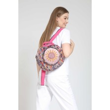 Street Bag Fargin Etnik Otantik Bohem Yuvarlak Nakışlı Sırt Çantası Günlük Seyahat Sırt Çantası