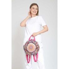 Street Bag Fargin Etnik Otantik Bohem Yuvarlak Nakışlı Sırt Çantası Günlük Seyahat Sırt Çantası