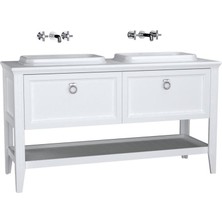 VitrA Valarte Lavabo Dolabı 150 Cm Çift Çekmeceli Tezgah Üstü Lavabolu Krom Kulplu Çift Lavabolu