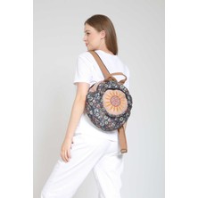 Street Bag Fargin Etnik Otantik Bohem Yuvarlak Nakışlı Sırt Çantası Günlük Seyahat Sırt Çantası