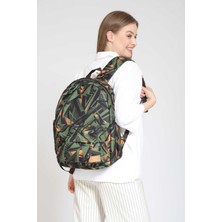 Street Bag  Haki Geometrik Etnik Bohem Otantik Desenli Su Geçirmez Sırt Çantası Günlük Okul Seyahat Kamp