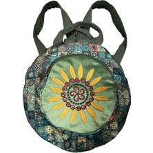 Street Bag Fargin Etnik Otantik Desenli Yuvarlak Sırt Çantası Nakışlı Bohemian Tarz Sırt Çantası