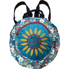 Street Bag Fargin Etnik Otantik Desenli Yuvarlak Sırt Çantası Nakışlı Bohemian Tarz Sırt Çantası