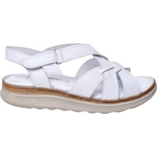 Iskarpin 104 Beyaz Kadın Deri Sandalet