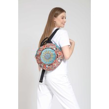 Street Bag Fargin Etnik Otantik Bohem Yuvarlak Nakışlı Sırt Çantası Günlük Seyahat Sırt Çantası