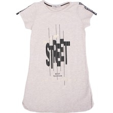 Bebelop Baskılı Taş Detaylı Kolları Biyeli Elbise