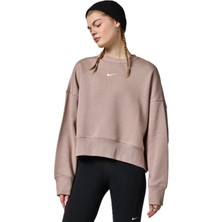 Nike Sportswear Essential Collection Fleece Oversized Purple Kadın Sweatshirt Sütlü Kahve