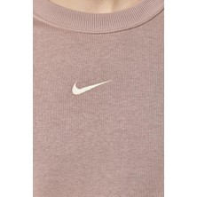 Nike Sportswear Essential Collection Fleece Oversized Purple Kadın Sweatshirt Sütlü Kahve