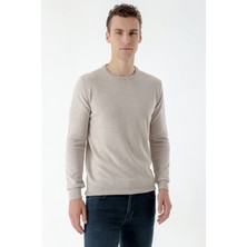 Morven  Erkek Bej Basic Bisiklet Yaka Dynamic Fit Rahat Kesim Triko