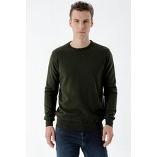 Morven  Erkek Haki Basic Bisiklet Yaka Dynamic Fit Rahat Kesim Triko