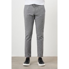 Morven  Erkek Siyah Pamuk Keten Trend Ipli Jogger Slim Fit Spor Pantolon