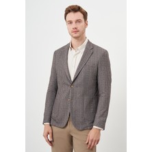 Morven  Erkek Kahve Örme Slim Fit Torba Cep Mono Yaka Spor Ceket