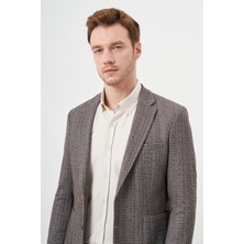 Morven  Erkek Kahve Örme Slim Fit Torba Cep Mono Yaka Spor Ceket