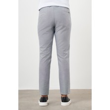 Morven  Erkek Gri Poliviskon Trend Desenli Lastikli Slim Fit Pantolon