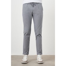 Morven  Erkek Lacivert Pamuk Keten Trend Ipli Jogger Slim Fit Spor Pantolon