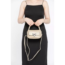Julude Bej Mini Boy Aksesuarlı Kadın Günlük Çapraz Çanta P-00011684