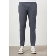 Morven  Erkek Lacivert Poliviskon Trend Pileli Slim Fit Spor Pantolon