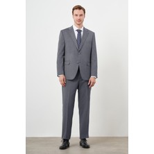 Morven  Erkek Füme Poliviskon Trend Desenli Dynamic Fit Mono Yaka Takım Elbise