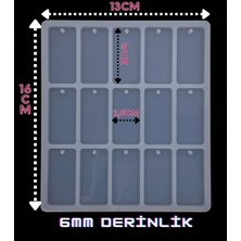 Aj Resincraft Epoksi silikon Kalıp / 15li Dikdörtgen Anahtarlık Kalıbı