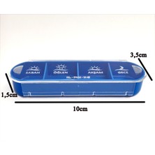 Ilmuka 10CMX3,5CM Günlük Ilaç Muhafaza Kabı (3ADET) Ilaç Saklama Kutusu 4öğün Ilmuka (Mavi)