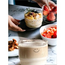 Chance Gift Isıya Dayanıklı Smile Gülen Yüz Detay Cam Bardak Magnolya Kase Expresso Bardağı