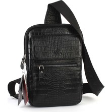 Aka Deri Siyah Çapraz Deri Çanta 205