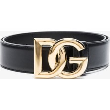 Dolce & Gabbana Unisex Black Dg Leather Belt