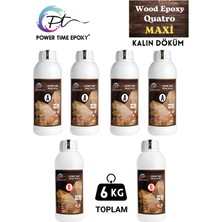 Power Time Epoxy 6 kg Wood Epoxy Quatro Maxi/ Kalın Döküm Şeffaf Epoksi Reçine Sehpa, Masa Için (Yeni)