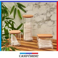 Candy Shine Ahşap Kapak 3'lü Organizer Set Modern Pamukluk Banyo Düzenleyici Şık 3'lü Pamukluk Set