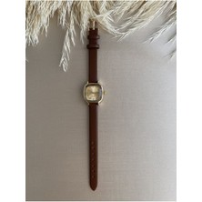 Quartz Retro Minimal Vintage Deri Kordon Kadın Kol Saati Eskitilmiş Kasa