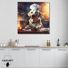 Gaagart Kare Kanvas Mutfak Tablosu Aşçı Hayvanlar Açık Renk Labrador