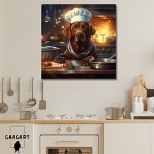 Gaagart Kare Kanvas Mutfak Tablosu Aşçı Hayvanlar Kahverengi Labrador