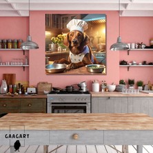 Gaagart Kare Kanvas Mutfak Tablosu Aşçı Hayvanlar Kopay Av Köpeği