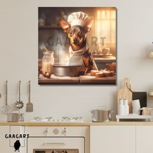 Gaagart Kare Kanvas Mutfak Tablosu Aşçı Hayvanlar Minyatür Pinscher