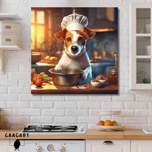 Gaagart Kare Kanvas Mutfak Tablosu Aşçı Hayvanlar Sevimli Jack Russell