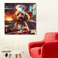 Gaagart Kare Kanvas Mutfak Tablosu Aşçı Hayvanlar Kıvırcık Poodle Köpek