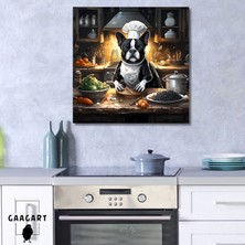 Gaagart Kare Kanvas Mutfak Tablosu Aşçı Hayvanlar Çizgisel Bulldog