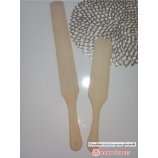 Hank 1 Adet Uzun 1 Adet Kısa Ahşap Çevirgeç Spatula Bazlama, Pizza, Yufka Çevirgeci