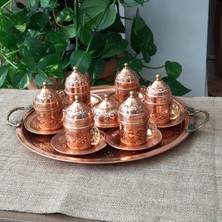 Morya Bakır Fincan Seti Işlemeli Altılı Mat