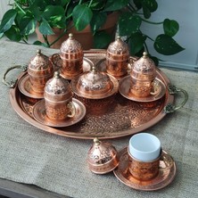 Morya Bakır Fincan Seti Işlemeli Altılı Mat