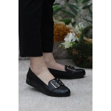 Fort Sdf 42613 Siyah Hafif Rahat Taban Şık Kadın Babet Günlük Ayakkabı