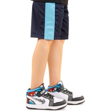 Kiko Kids Tesan Cırtlı Erkek Çocuk Spor Ayakkabı Siyah Beyaz Turkuaz Mikrofiber Taban Poliüretan