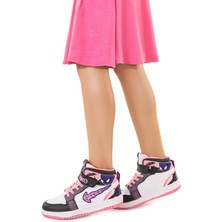 Kiko Kids Tesan Cırtlı Günlük Kız Çocuk Spor Ayakkabı Siyah - Beyaz - Pembe